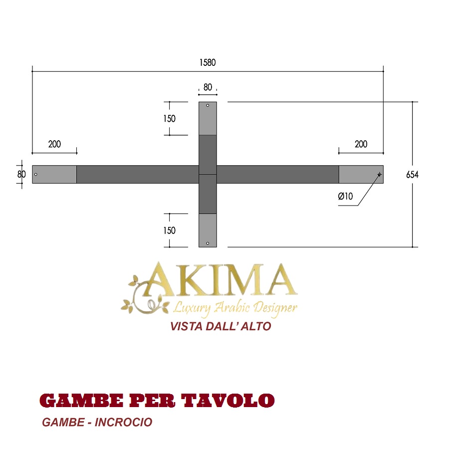 Base incrociata per tavoli