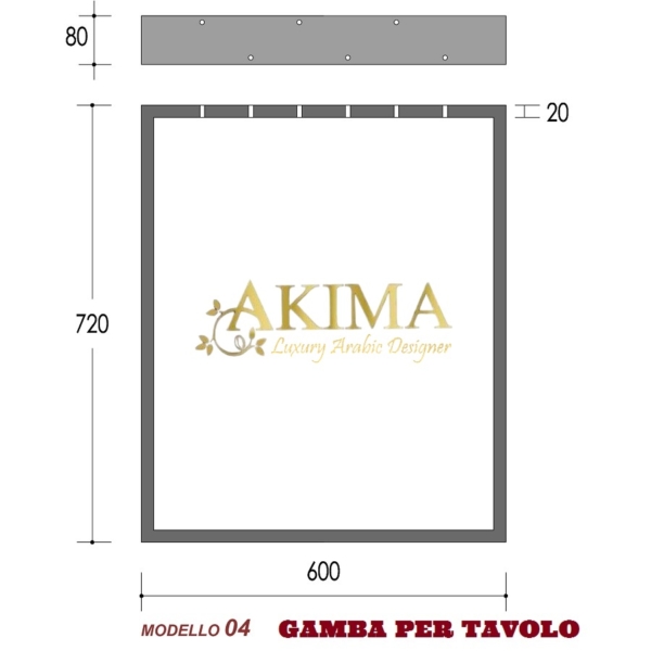 gambe tavolo in ferro quadrato 60x72