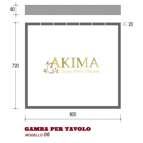 gambe tavolo in ferro quadrato 80x72